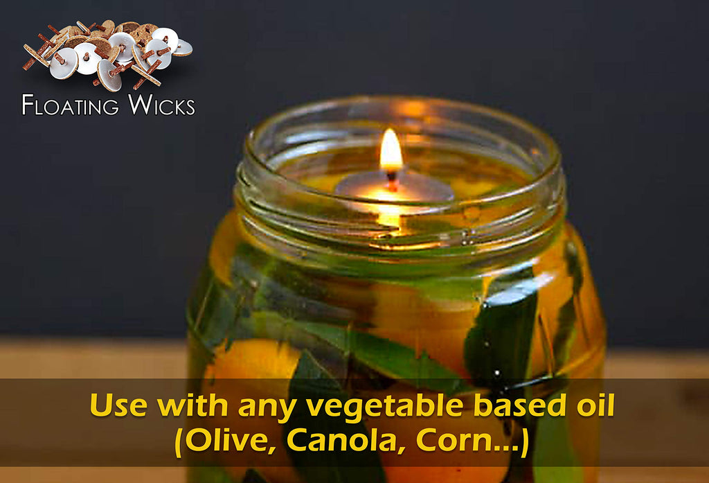 Ner Mitzvah Pre-Assembled Round Floating Wicks - 50 Count - Cotton Wicks and Cork Disc Holders for Oil Cups