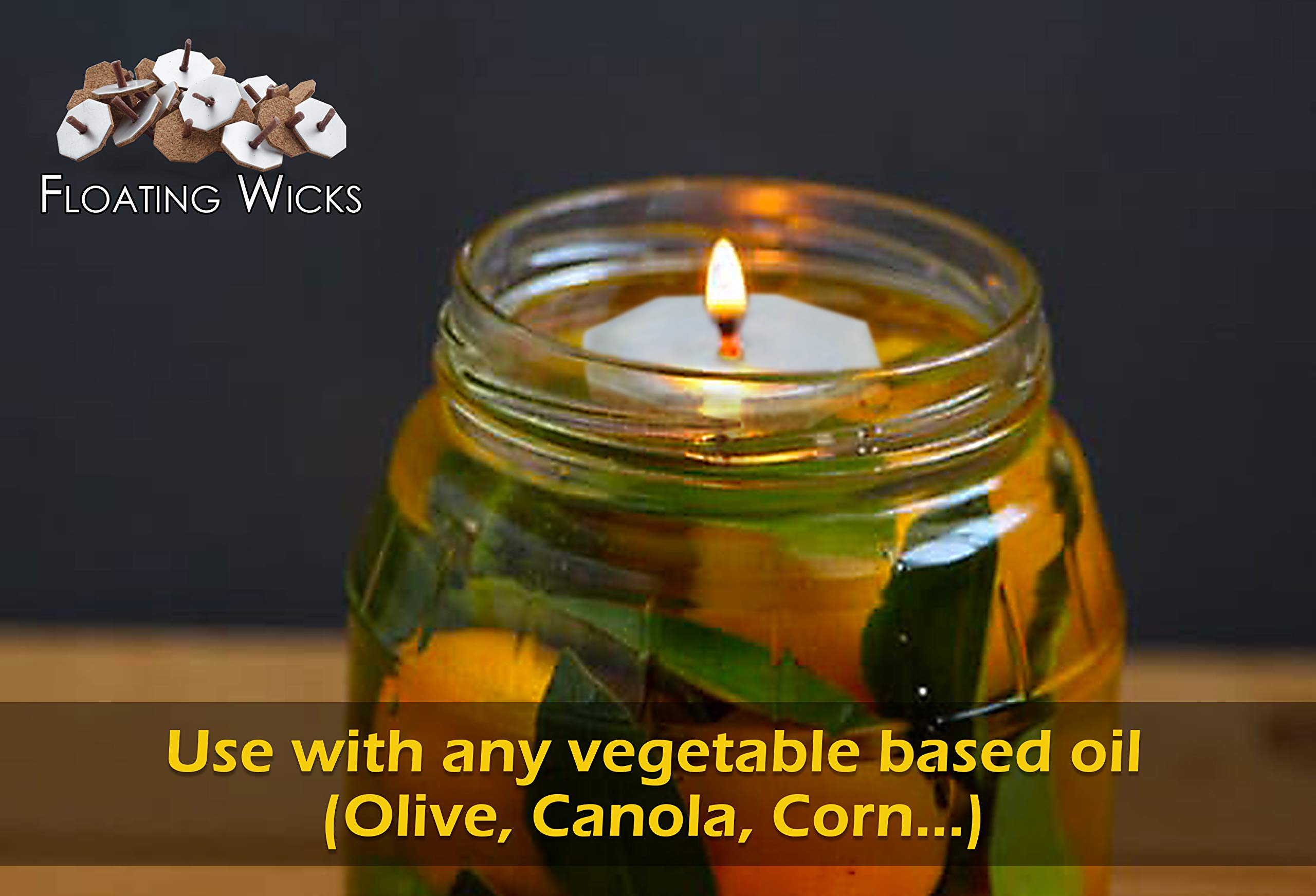 Ner Mitzvah Octagon Shaped Floating Replacement Candle Wicks - Floating Oil Wicks - 1 Pack of 50 Pcs