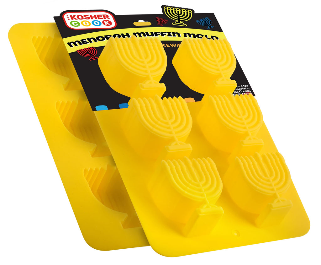 The Kosher Cook Menorah Shaped Silicone Molds for Baking, Freezing, Candy, Ice Cubes, Chocolate and more, Oven and Freezer Safe, Small Silicone Molds for Chanukah - Silicone Bakeware