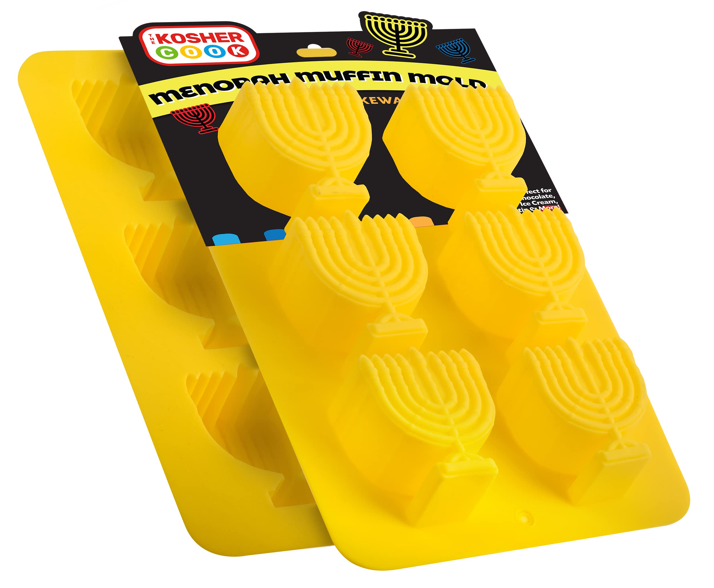 The Kosher Cook Menorah Shaped Silicone Molds for Baking, Freezing, Candy, Ice Cubes, Chocolate and more, Oven and Freezer Safe, Small Silicone Molds for Chanukah - Silicone Bakeware