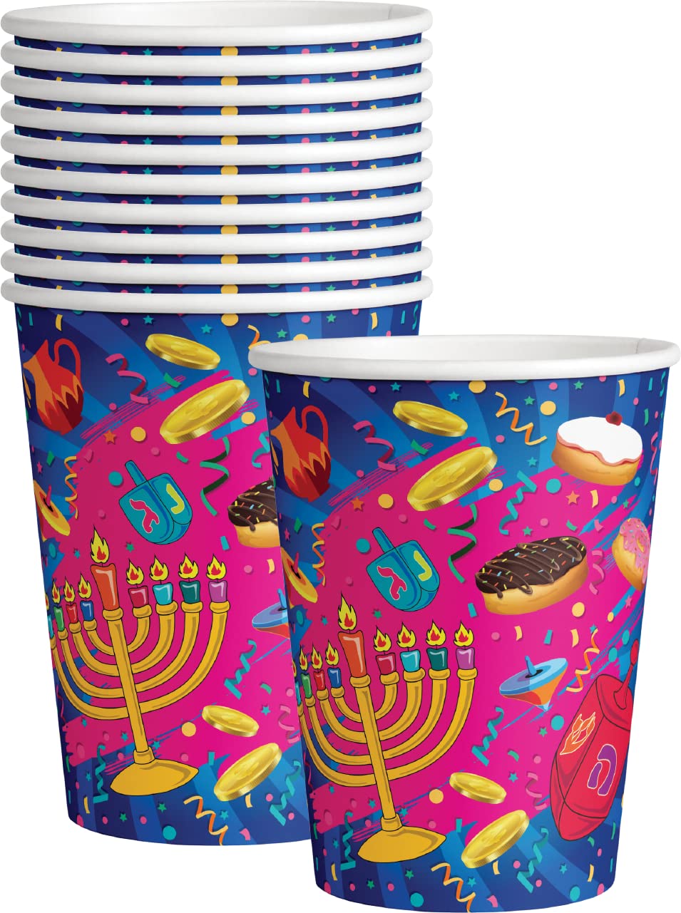 Izzy 'n' Dizzy Hanukkah Cups - Chanukah Paper Goods - 9 oz - 10 Pack