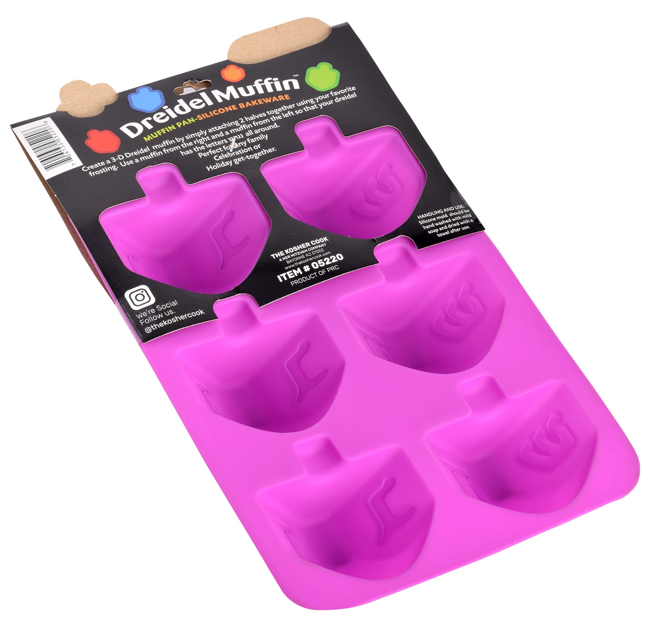 The Kosher Cook Dreidel Shaped Silicone Molds for Baking, Freezing, Candy, Ice Cubes, Chocolate and More, Oven and Freezer Safe, Small Silicone Molds for Chanukah