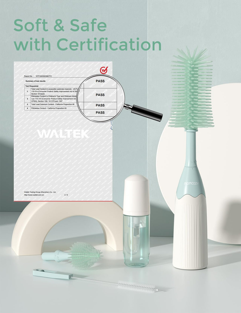 Momcozy Bottle Brush Kit, Innovative Push-Press Design for Better Cleaning