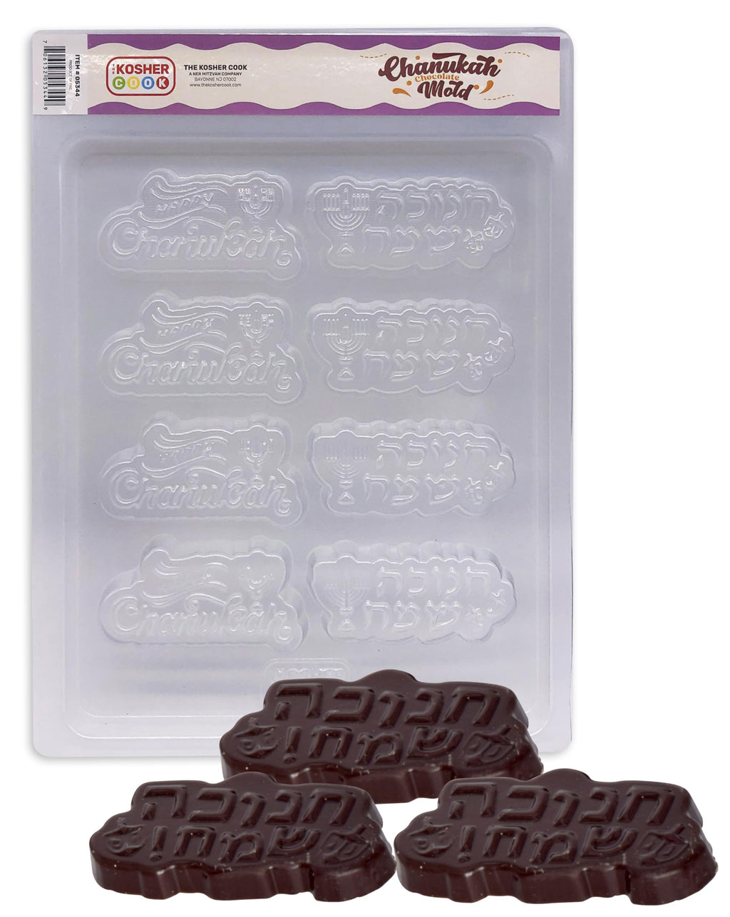 The Kosher Cook Hanukkah Chocolate Molds, Happy Chanukah Shaped Plastic Molds for Chocolate