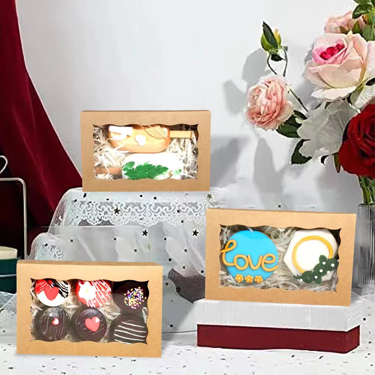 50 Pack DIY Assembly Brown 7 x 4 3/8 x 1½ inches Cookies Boxes