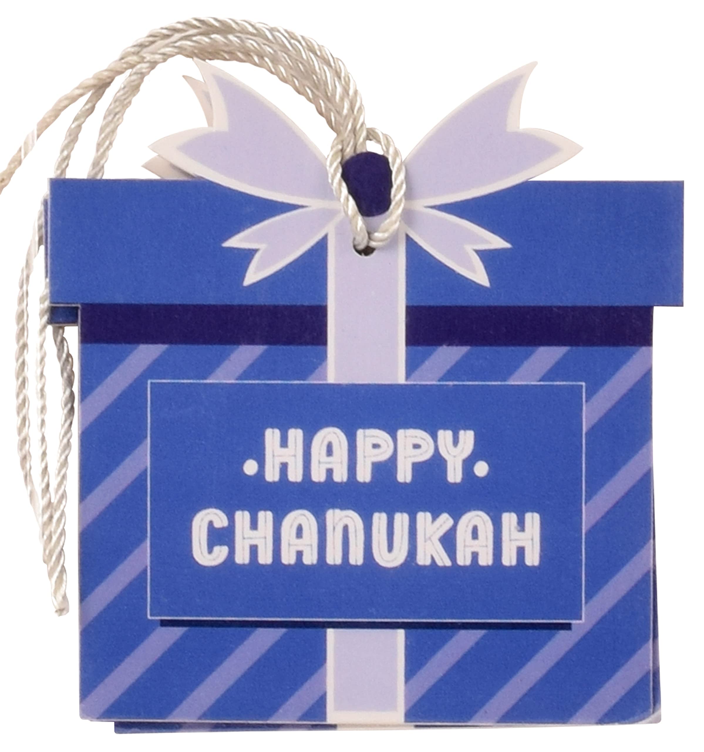 Hanukkah Gift Tags - 6 Hanging Chanukah Gift Tags - Assorted Hannukah Menorah and Dreidel Design - Blue Gift Tag