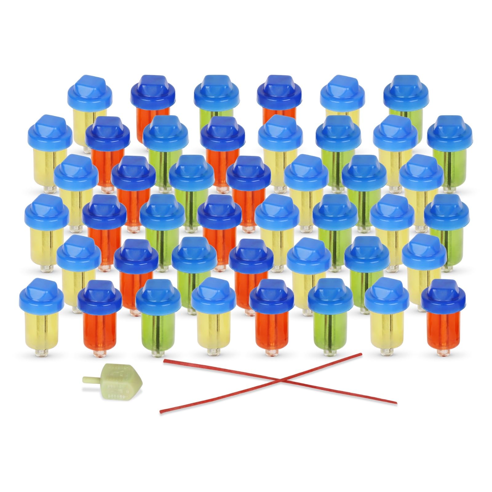 Vehaer 44 Prefilled Color Cups, 1.45 Burn Time, Hanukkah, Chanukah Oil, Ready to Use, Fits Most Menorah, Fits Candle Menorahs (Color Liquid Oil Small)