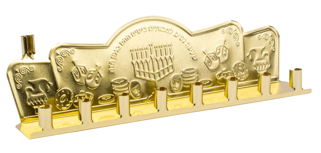 Ner Mitzvah Bulk Tin Candle Menorah - 25 Pack - Fits All Standard Chanukah Candles - Gold