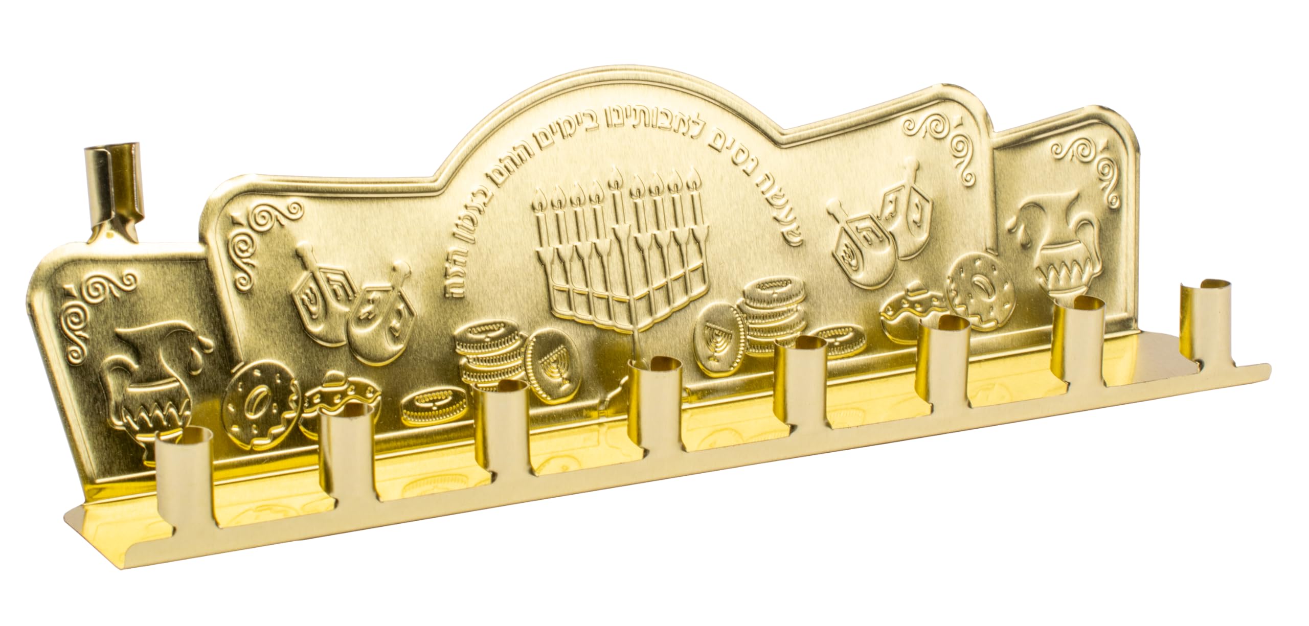 Ner Mitzvah Bulk Tin Candle Menorah - 25 Pack - Fits All Standard Chanukah Candles - Gold