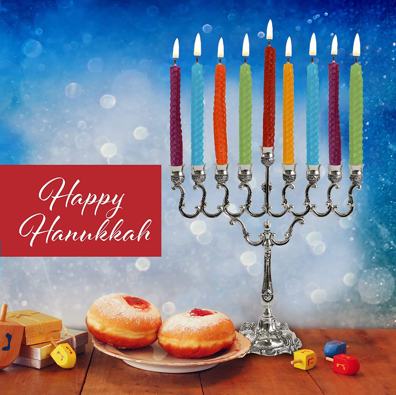 Ner Mitzvah Honeycomb Chanukah Beeswax Candles - Standard Size Candle Fits Most Menorahs - Premium Quality Pure Bees Wax - Colorful Assortment - 45 Count for All 8 Nights of Hanukkah