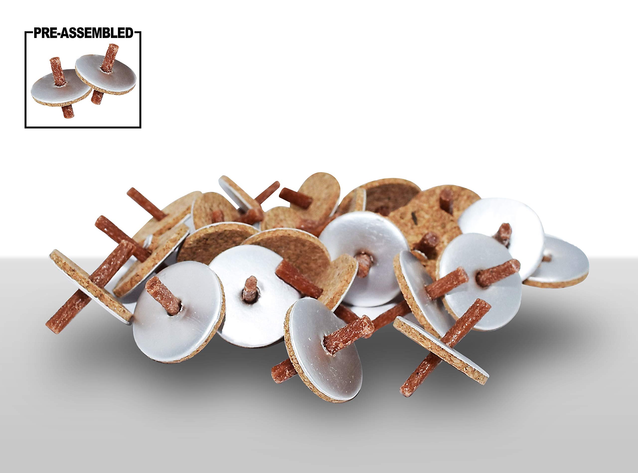 Ner Mitzvah Pre-Assembled Round Floating Wicks - 50 Count - Cotton Wicks and Cork Disc Holders for Oil Cups