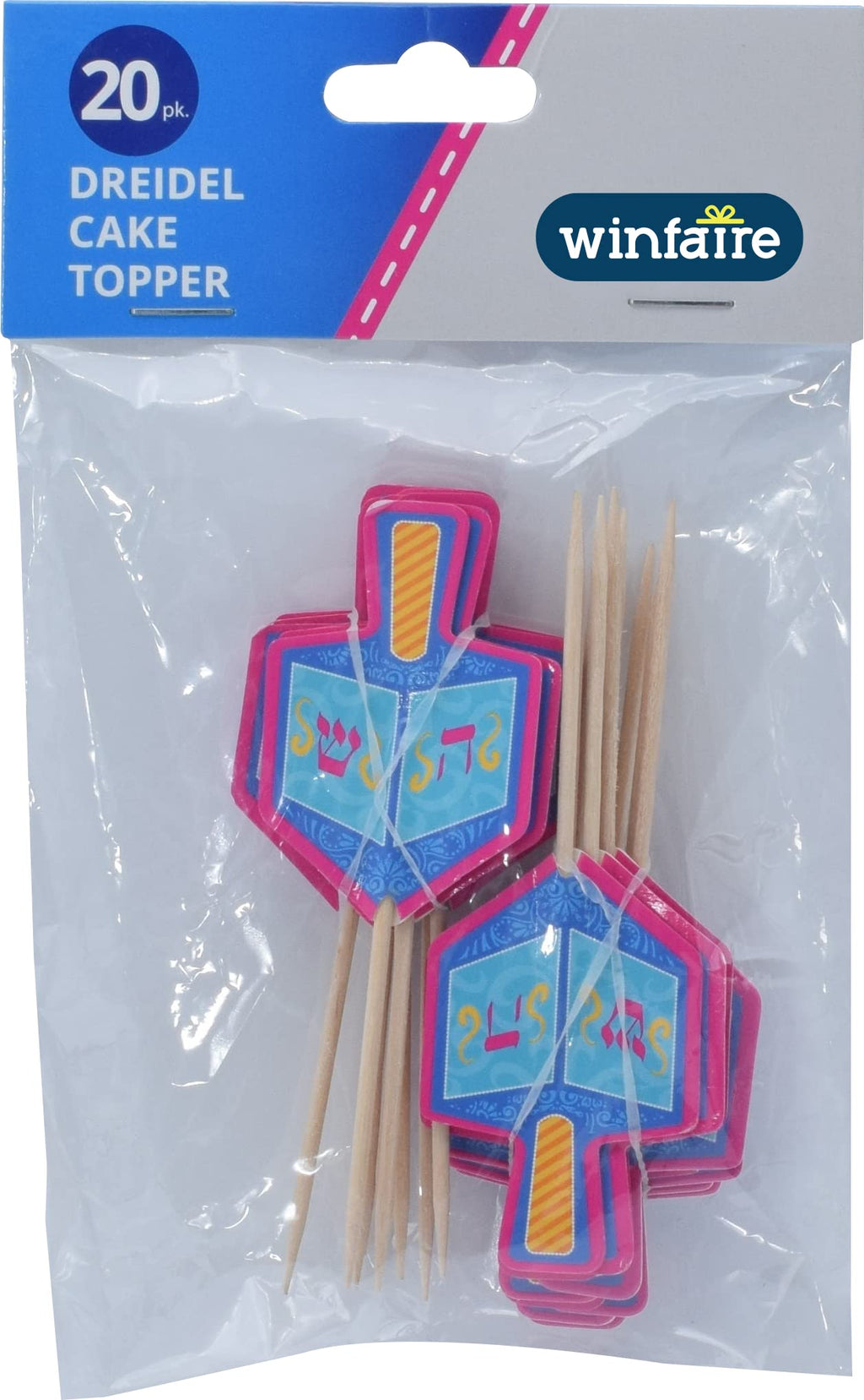 Izzy 'n' Dizzy Hanukkah Dreidel Cake Toppers and Paper Goods (Pack of 20)