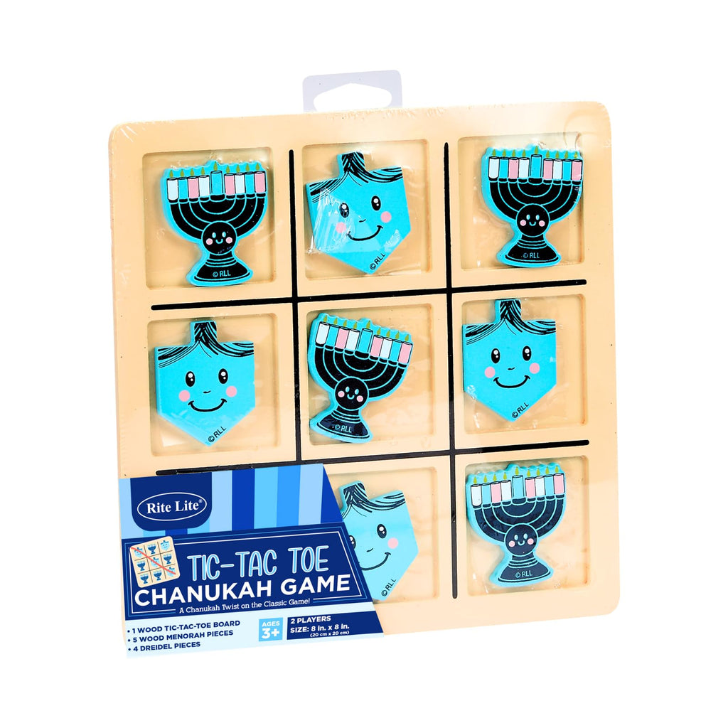 Rite Lite Hanukkah Tic Tac Toe Game - Jewish Board Game Wooden Display Chanukah Gifts for Kids Holiday Party Favors Judaism A Perfect Family-Friendly Party Game Fun & Educational Festival of Lights