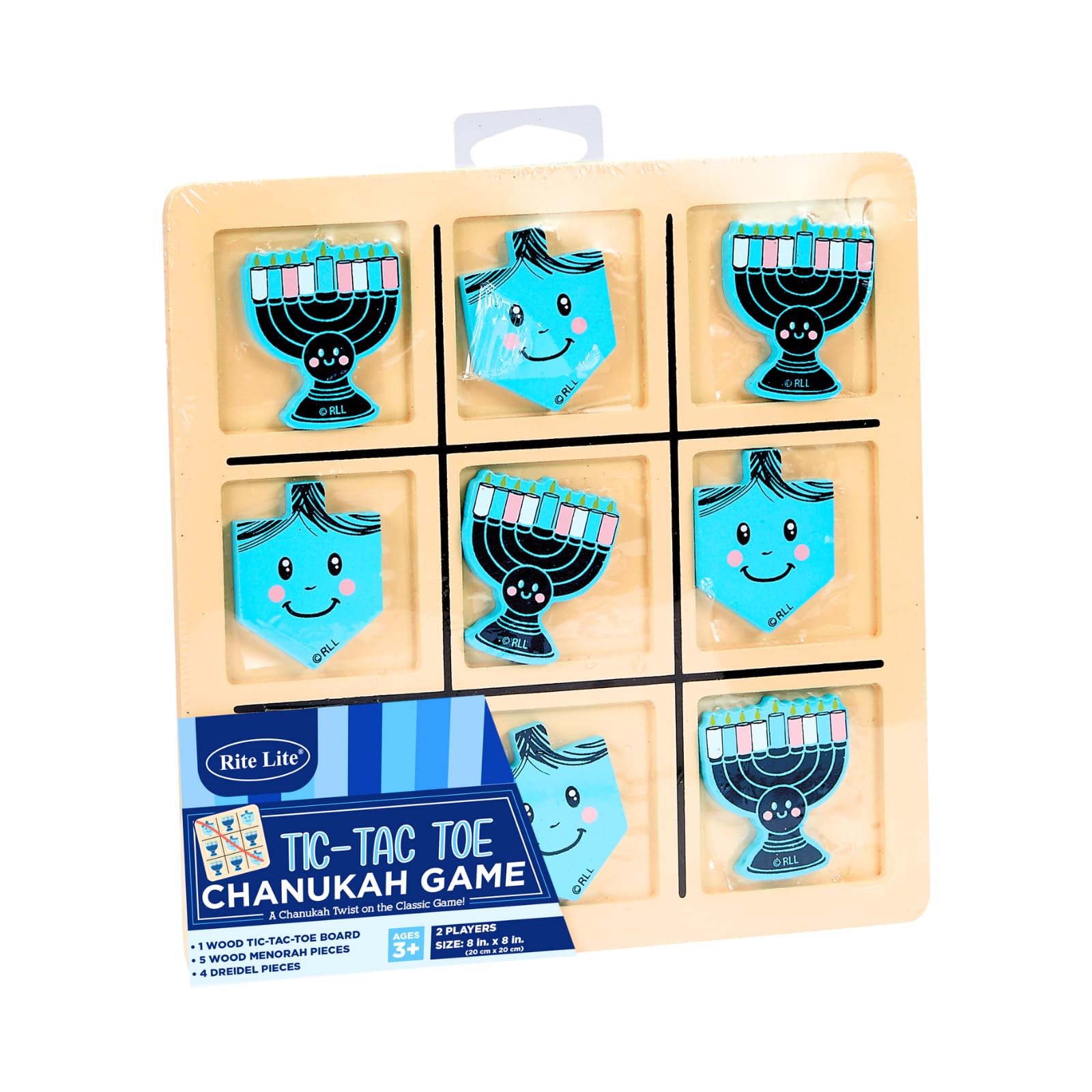 Rite Lite Hanukkah Tic Tac Toe Game - Jewish Board Game Wooden Display Chanukah Gifts for Kids Holiday Party Favors Judaism A Perfect Family-Friendly Party Game Fun & Educational Festival of Lights