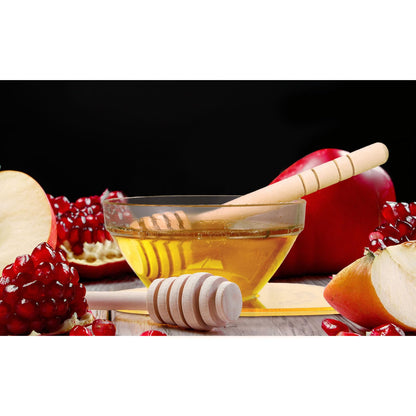 Newtay 6 Sets Rosh Hashanah Apple Shaped Honey Dish with Dipping Spoon Jewish New Year Decoration Honey Dish with Stick, Acrylic Apple Honey Dish for Jewish New Year Holiday Gift Party Favor(Gold)