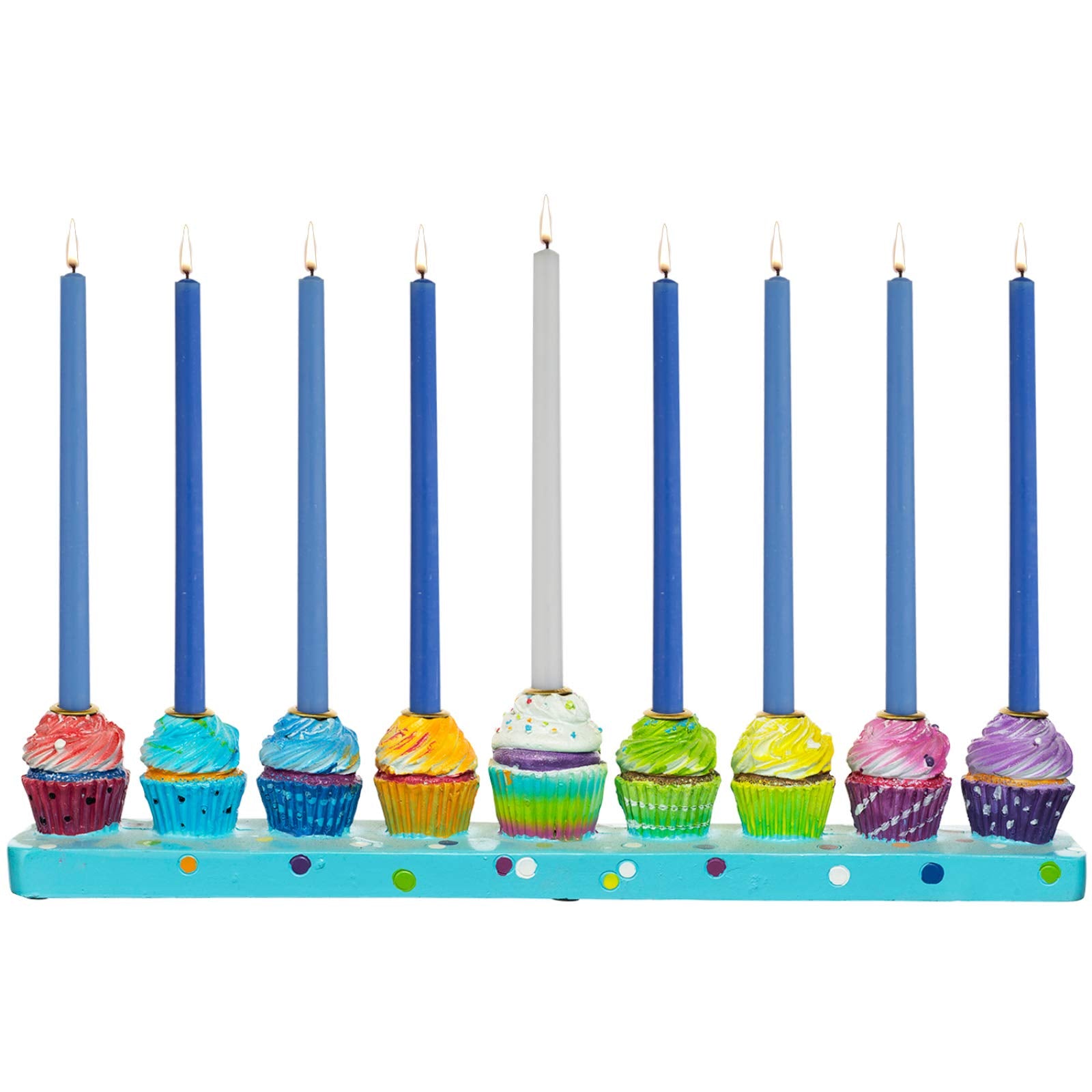 Rite Lite Chanukah Hand Painted Resin Cupcakes Menorah 11.50" Hanukkah Menorah