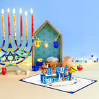 Magic Ants Happy Hanukkah 3D Pop Up Cards Pack – Menorah & “Happy Hanukkah” Designs, Festival of Lights Chanukah Greeting Cards with Candles, Dreidel, Star of David, Includes Envelope and Blank Notes