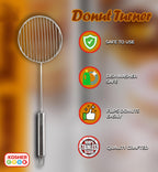 The Kosher Cook Donut Turner Oil Skimmer Spoon, Stainless Steel Slotted Spoon, Large Food Grade Spider Strainer for Draining and Frying