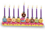 Ner Mitzvah Hand Painted Resin Chanukah Menorah - Theme Menorahs for Chanukah - Donuts for Hanukkah Menorah for Kids