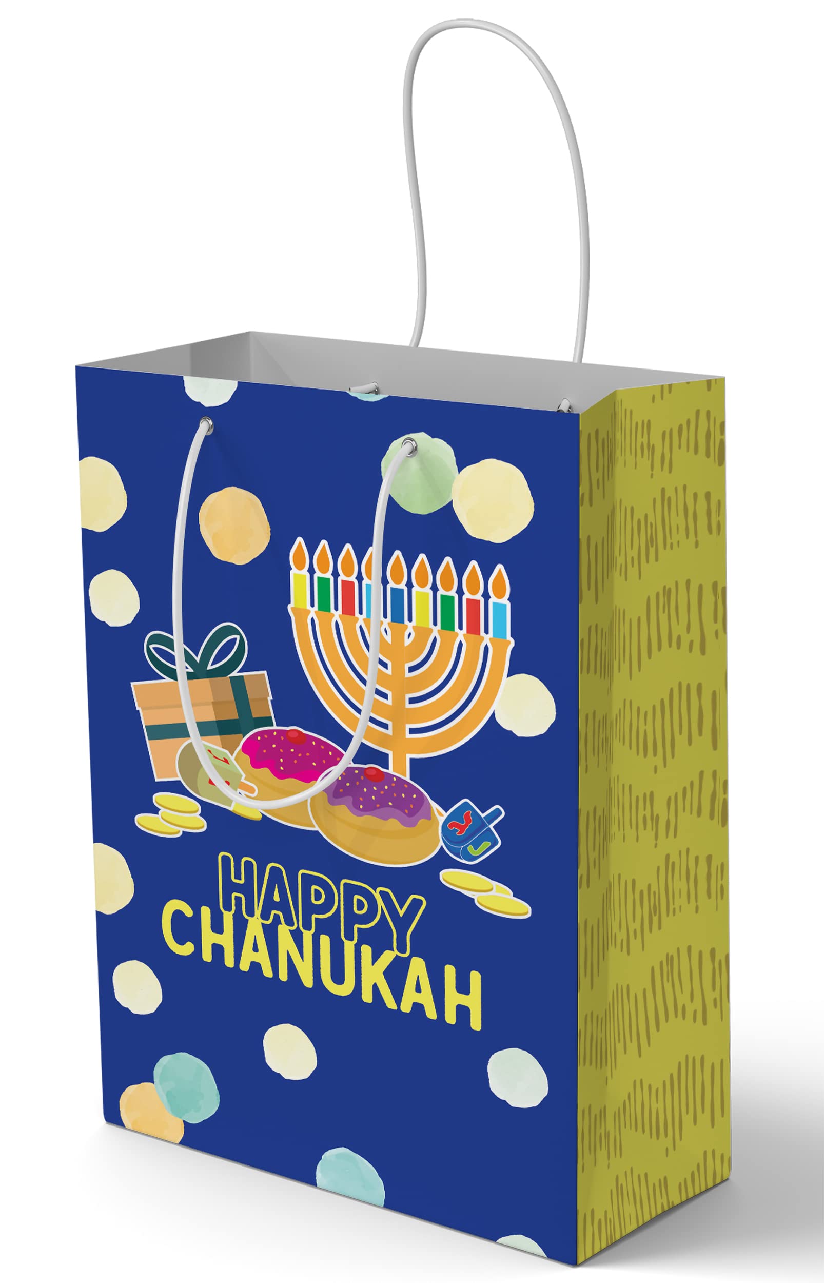 Izzy 'n' Dizzy Hanukkah Gift Bags - Medium Blue - 8 Inch x 12 Inch - Chanukah - 4 Pack