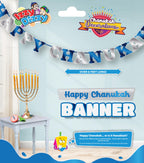 Happy Hanukkah Banner - Chanukah Decor- Blue and Silver "Happy Chanukah" or "Happy Hanukkah" Letters Banner