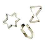 The Kosher Cook Hanukkah Stainless Steel Chanukah Cookie Cutters, 3 Piece Set
