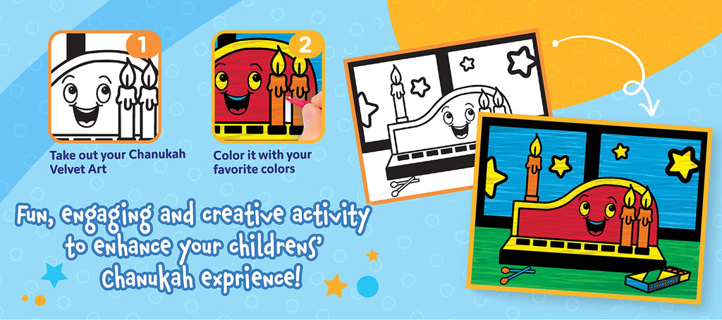 Izzy 'n' Dizzy Chanukah Velvet Art Kit - Includes 5 Markers, 1 Velvet Poster - 7" x 6"- Hanukkah Arts and Crafts - Gifts and Games- 4 Pack