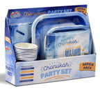 Izzy 'n' Dizzy Hanukkah Plates And Napkins Set - Hanukkah Party Set - 7" And 9" Plates, Cups, Napkins and Tablecloth - Serves 8