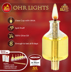 Ner Mitzvah Pre - Filled Menorah Oil Cup Candles, Hanukkah Ohr Lights, 100% Olive Oil with Cotton Wick in Glass Cup - Medium (Pack of 44) Burns Approx. 2 1/2 Hrs