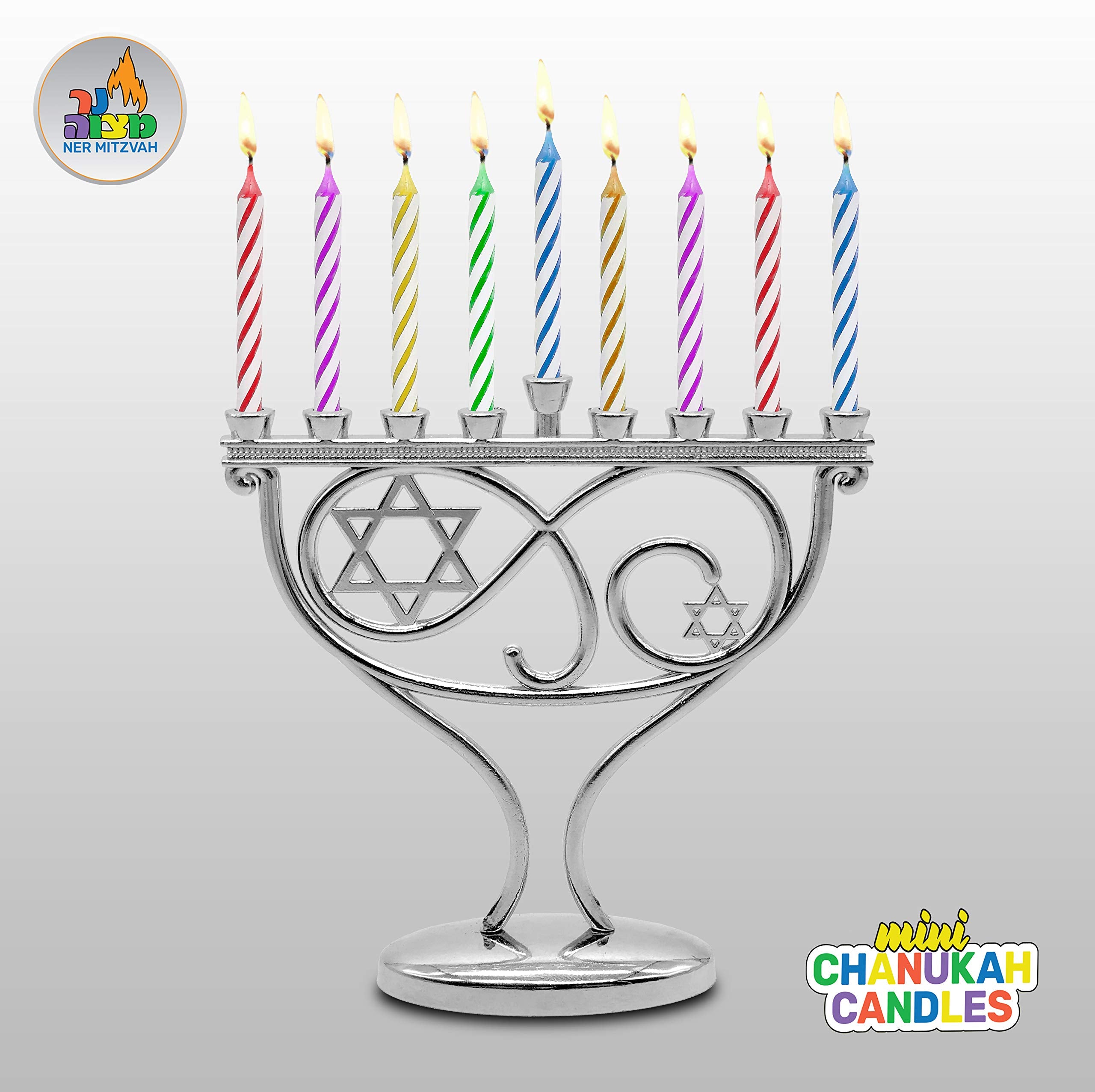 Ner Mitzvah Mini Hanukkah / Birthday Candles (Pack of 44) - Multicolor