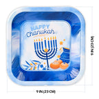 Izzy 'n' Dizzy Hanukkah Plates - 9 Inch - 10 Pack - Hanukkah Paper Goods - Blue and White Chanukah Themed Party Supplies