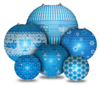 Izzy 'n' Dizzy Happy Hanukkah LED Hanging Lanterns Set - 6 Blue Paper Lanterns with LED Lights - Chanukah Decor