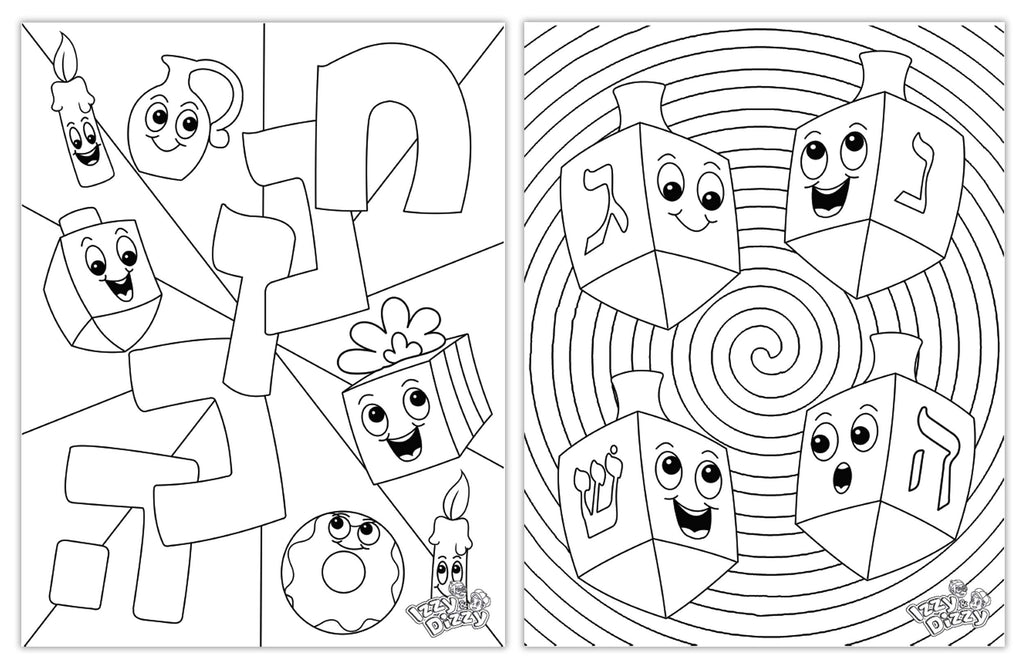 Izzy 'n' Dizzy Hanukkah Coloring Book - Great for Partys and Gifts- Chanuka Coloring Book - 24 Pages - 3 Pack
