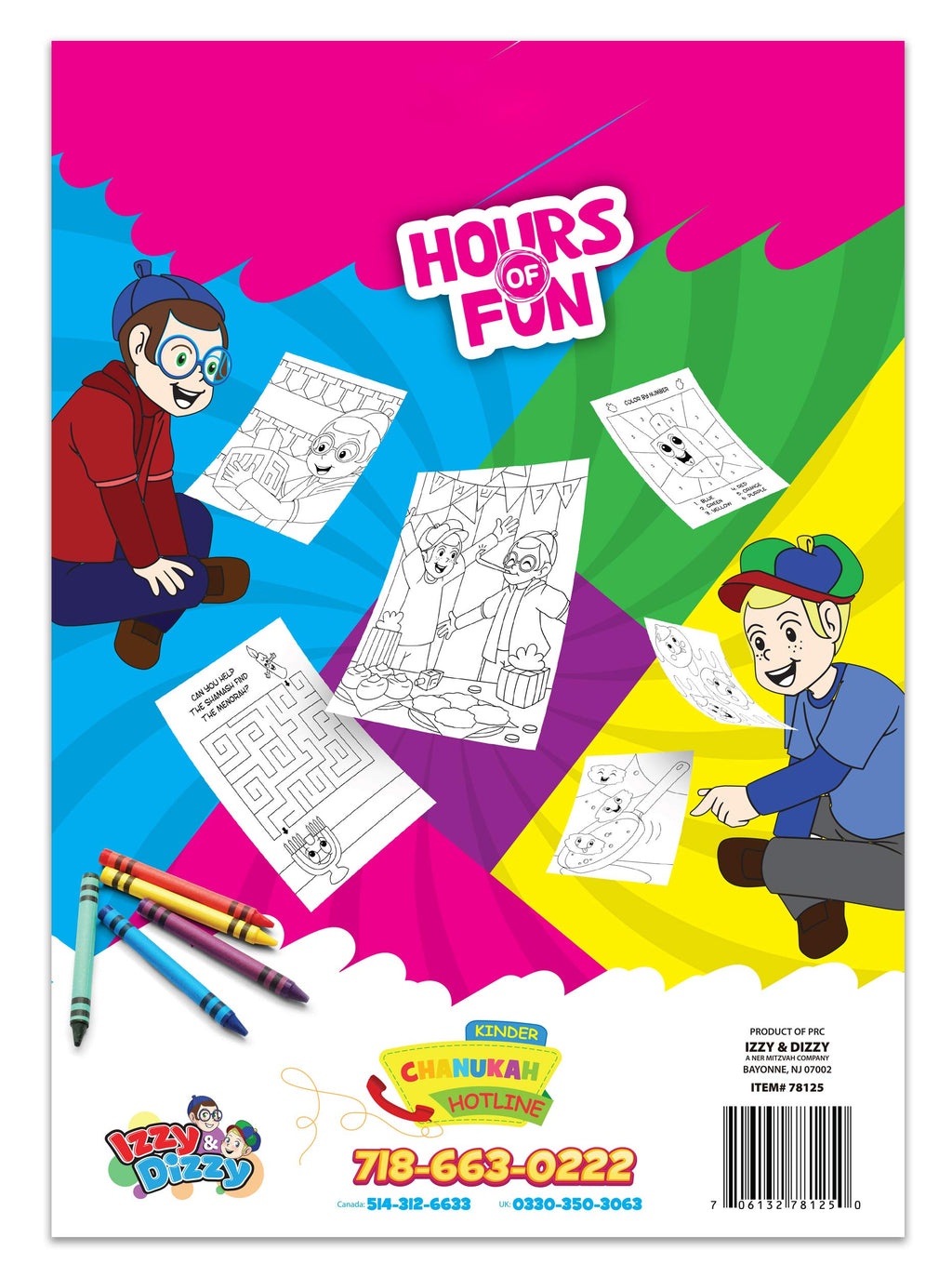 Izzy 'n' Dizzy Hanukkah Coloring and Activity Set - Great for Partys and Gifts- Chanuka Color and Activity Kit