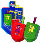Izzy 'n' Dizzy Hanukkah Dreidels - Extra Large Character Print Wooden Dreidel - 2 Pack