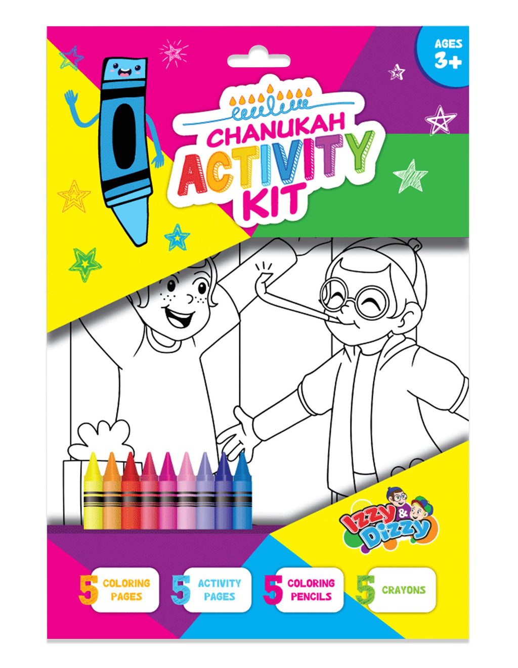 Izzy 'n' Dizzy Hanukkah Coloring and Activity Set - Great for Partys and Gifts- Chanuka Color and Activity Kit