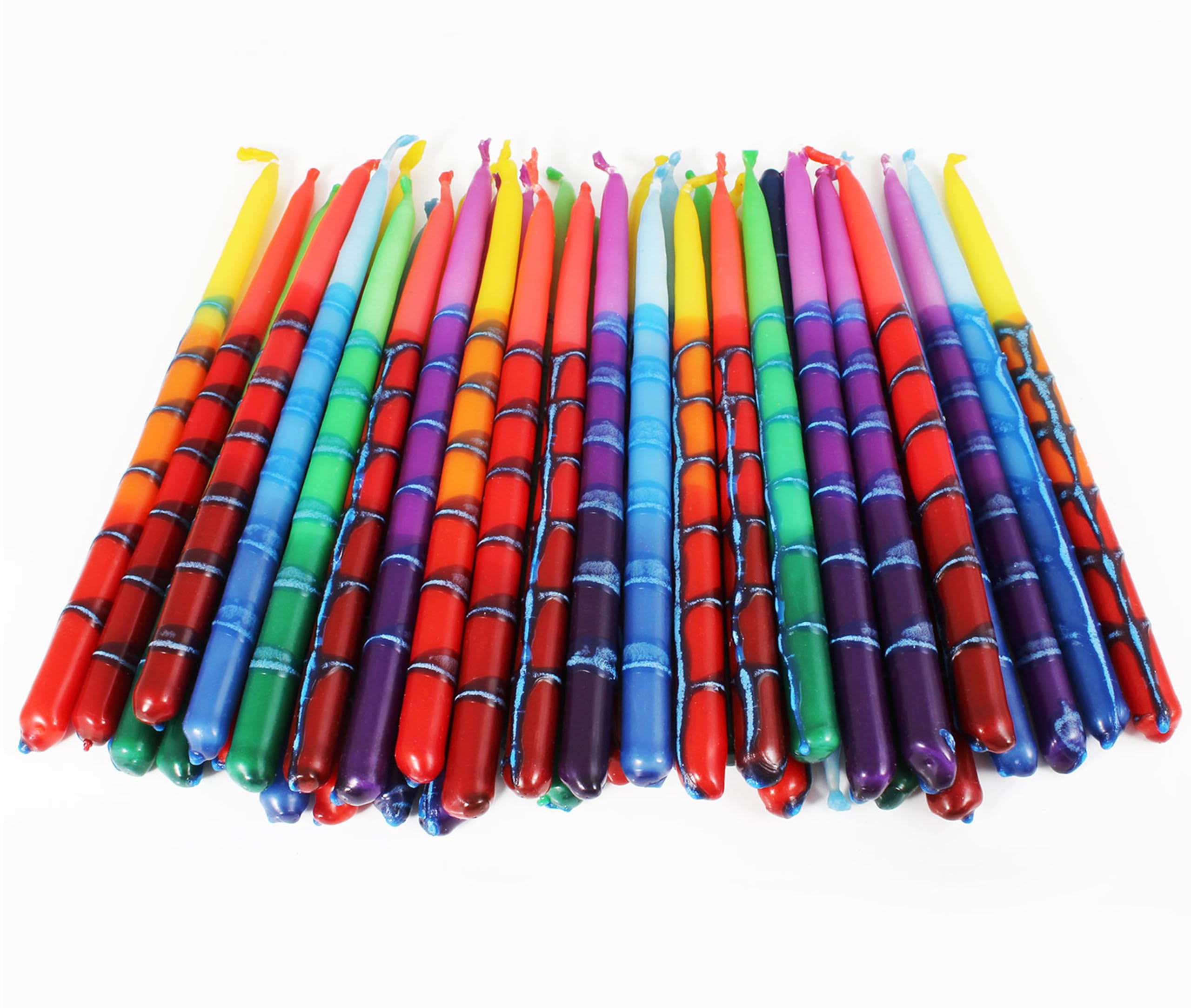 Zion Judaica Natural Beeswax Colorful Hanukkah Candles 45 Multi-Color Chanukah Natural Bees Wax Menorah Candles 0.38" Fits Standard Menorahs Dreidel & Minorah Prayer Card Hanukah Birthday Party Decor