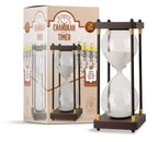 Ner Mitzvah Chanukah Menorah Sand Timer - Beautiful Mahogany Hanukkah Table Decorations - 30 Minute Timer for Chanukah Candle Lighting