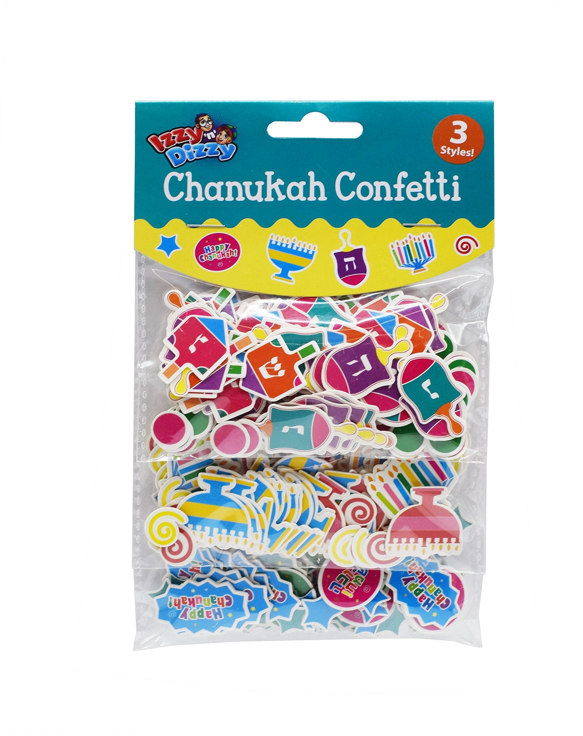 Hanukkah Confetti - 3 Styles: Menorahs, Dreidels and Happy Confetti - Hanukkah Party Decorations and Supplies by Izzy 'n' Dizzy