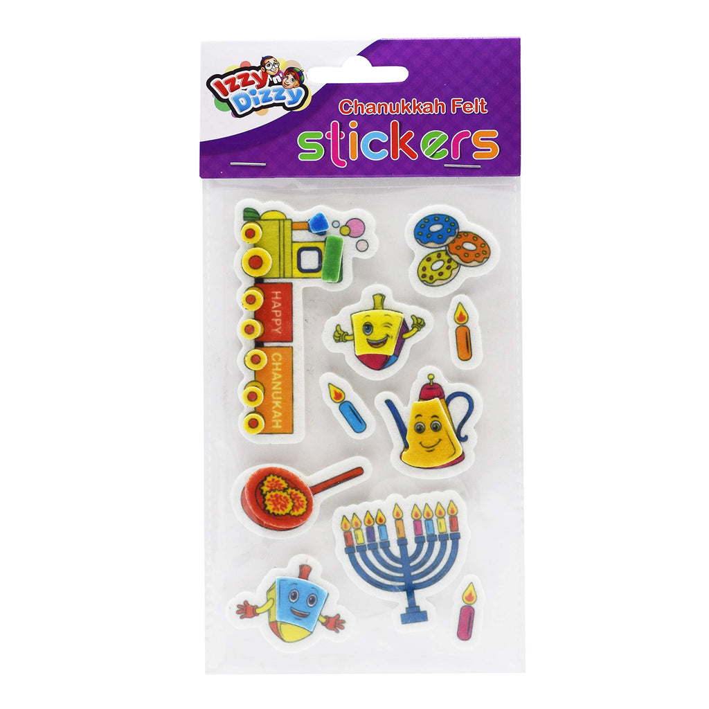 Izzy 'n' Dizzy Hanukkah Felt Stickers - Dreidels, Menorahs, Donuts and More - Chanukah Stationary, Arts and Crafts - Gifts and Games