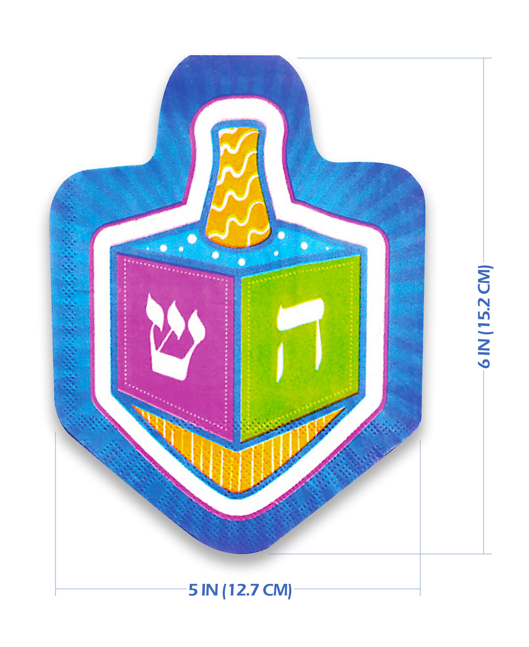 Izzy 'n' Dizzy Hanukkah Napkins - Hanukkah Paper Goods - Dreidel Shaped - 10 Pack