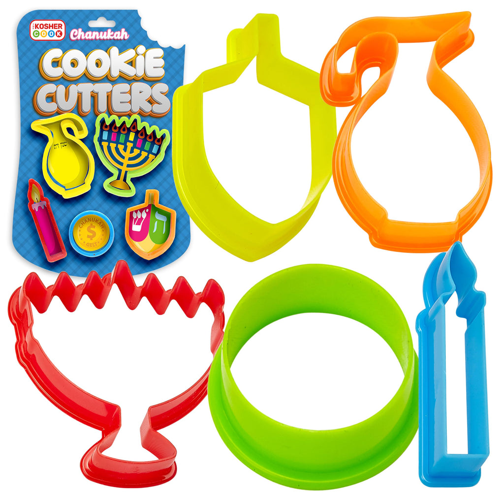 The Kosher Cook Hanukkah Plastic Chanukah Cookie Cutters, 5 Piece Set