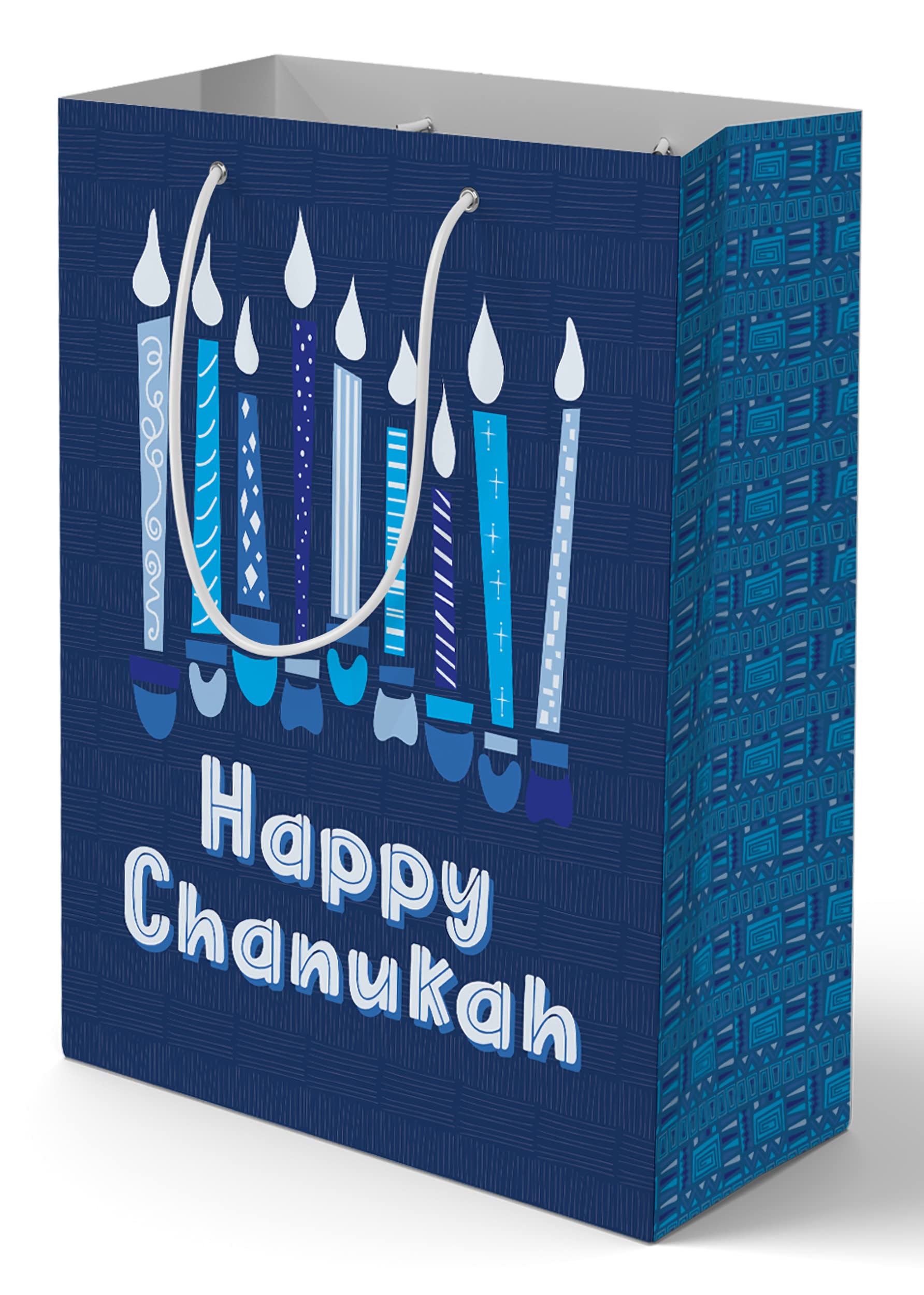 The Hanukkah Company Hanukkah Gift Bags - 2 Pack Hannukah Design Large Blue Gift Bag - 12 Inch x 15 Inch Chanukah Gifts Bags