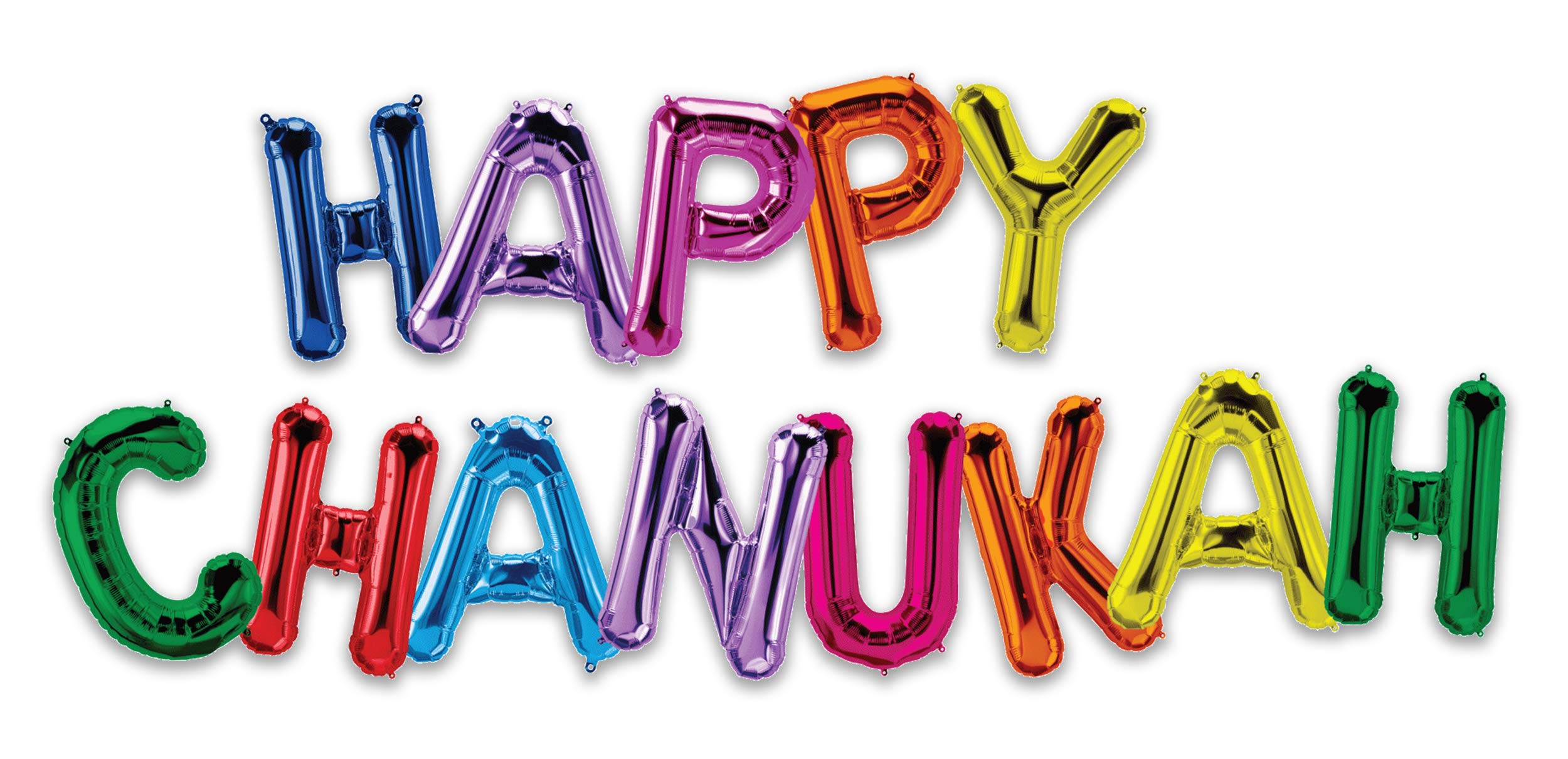 Hanukkah Balloon - Happy Chanukah 16" Letter Balloons - Multi-Color - Hanukkah Décor