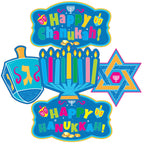 Izzy 'n' Dizzy Hanukkah Cutouts, Happy Hanukkah and Happy Chanukah Holiday Party Decoration (34 Piece)