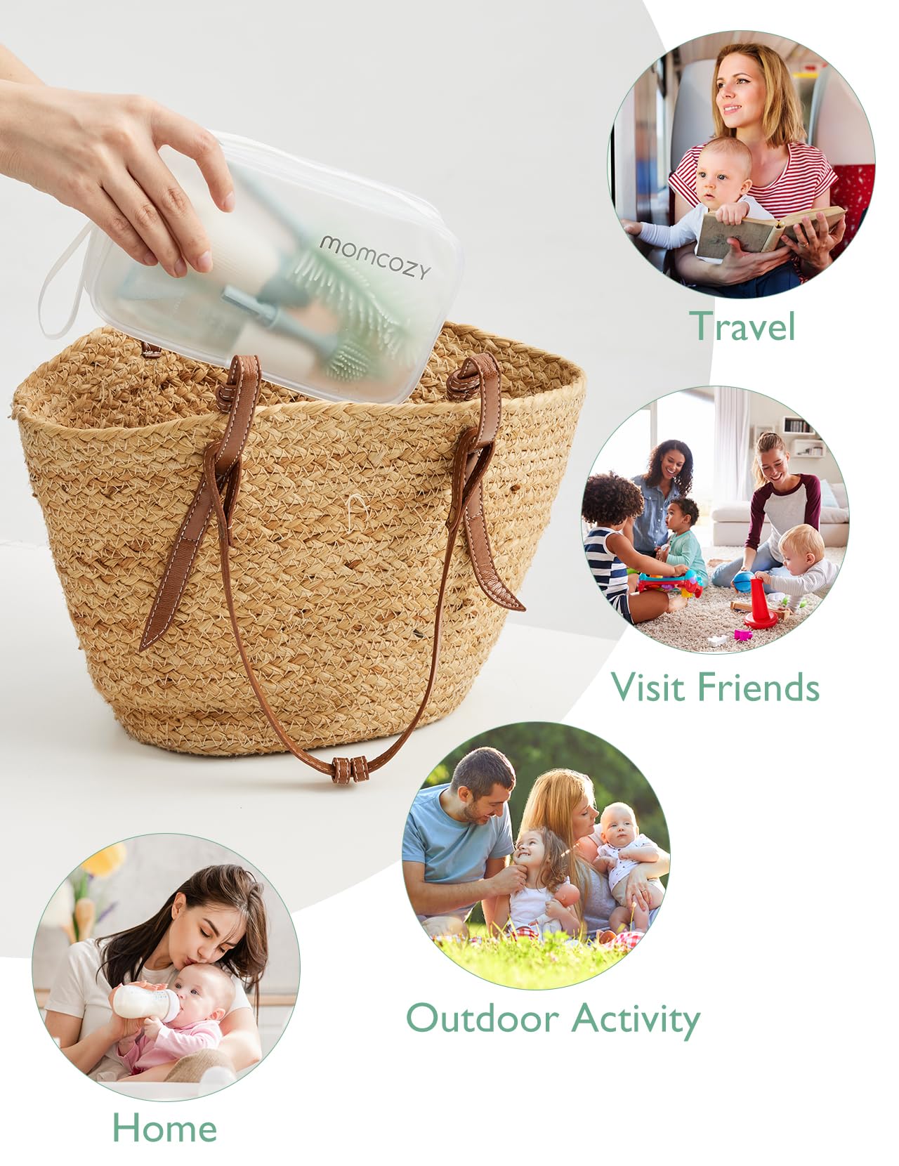 Momcozy Bottle Brush Kit, Innovative Push-Press Design for Better Cleaning