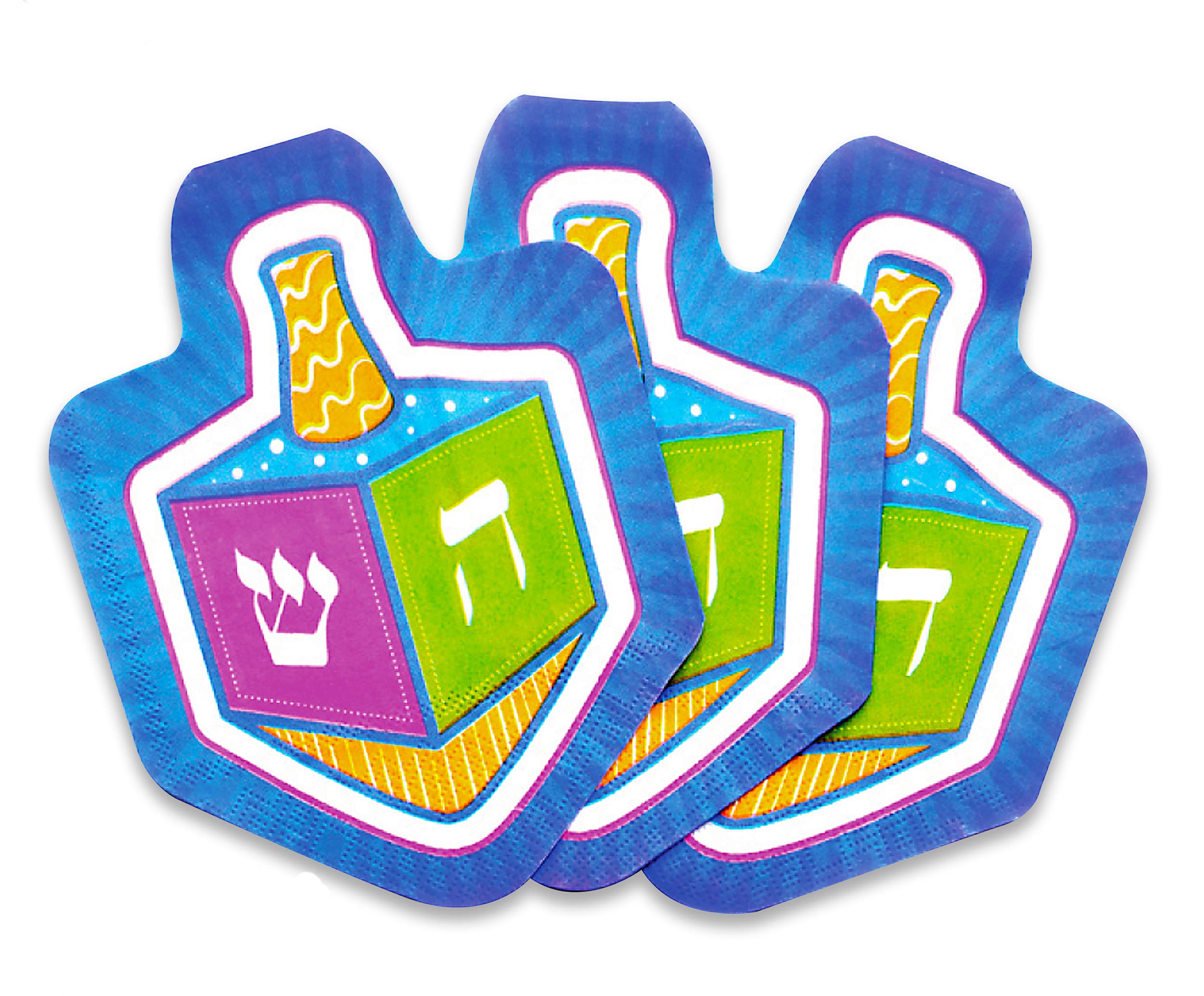 Izzy 'n' Dizzy Hanukkah Napkins - Hanukkah Paper Goods - Dreidel Shaped - 10 Pack