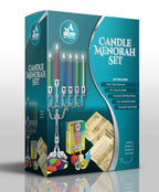 Ner Mitzvah Hanukkah Menorah Candles Dreidels, Chanukah Guide Complete Set - Metal, Standard Version