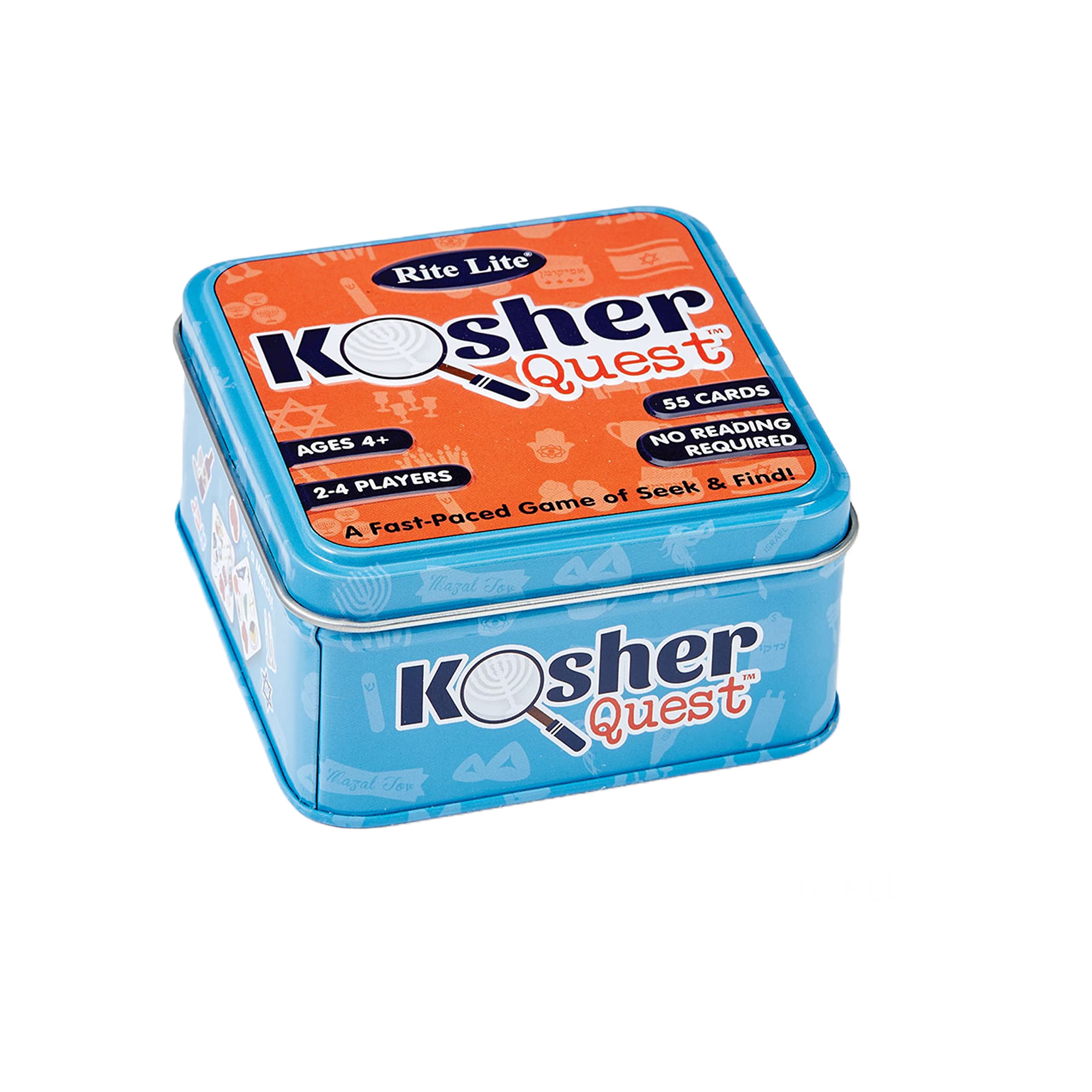 Kosher Quest Card Game by Rite Lite - Fun Seek & Find Jewish Holiday Game for Kids Ages 4+ - Includes 55 Illustrated Cards - 2-4 Players - No Reading Required - Perfect for Hanukkah Family Gatherings