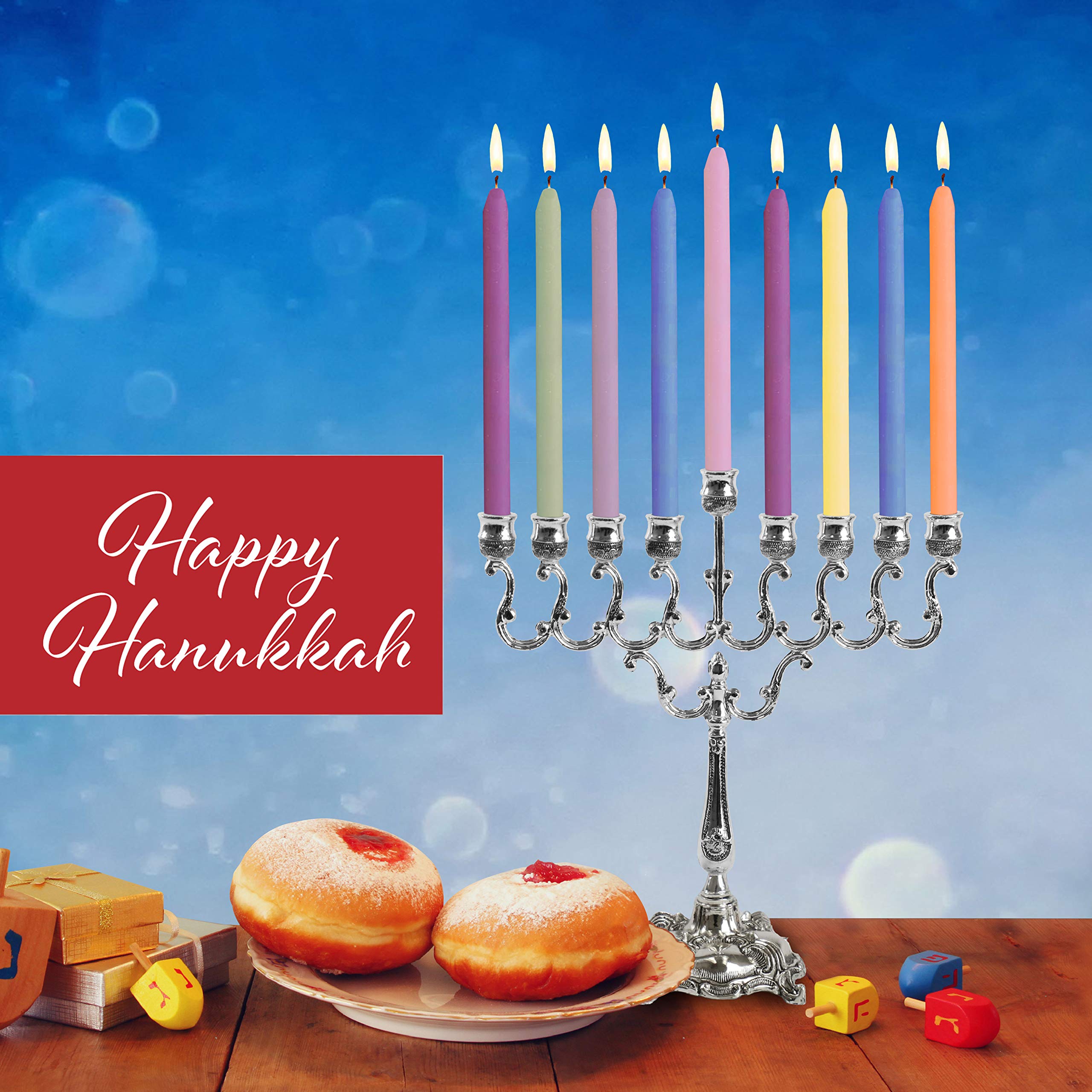 Ner Mitzvah Colorful Chanukah Candles, Standard Size Candle Fits Most Menorahs, Premium Quality and Assorted Colors (Pack of 135)